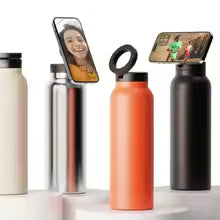 Insulated Water Bottle with Magnetic Phone Holder Compatible with MagSafe and iPhone,Double-Sided Magnet,Hot 12H Cold 24H,Stainless Steel Water Bottle Phone Mount for Sports Travel,32oz