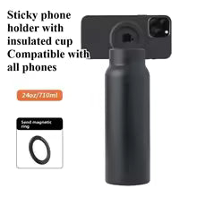 Insulated Water Bottle with Magnetic Phone Holder Compatible with MagSafe and iPhone,Double-Sided Magnet,Hot 12H Cold 24H,Stainless Steel Water Bottle Phone Mount for Sports Travel,32oz